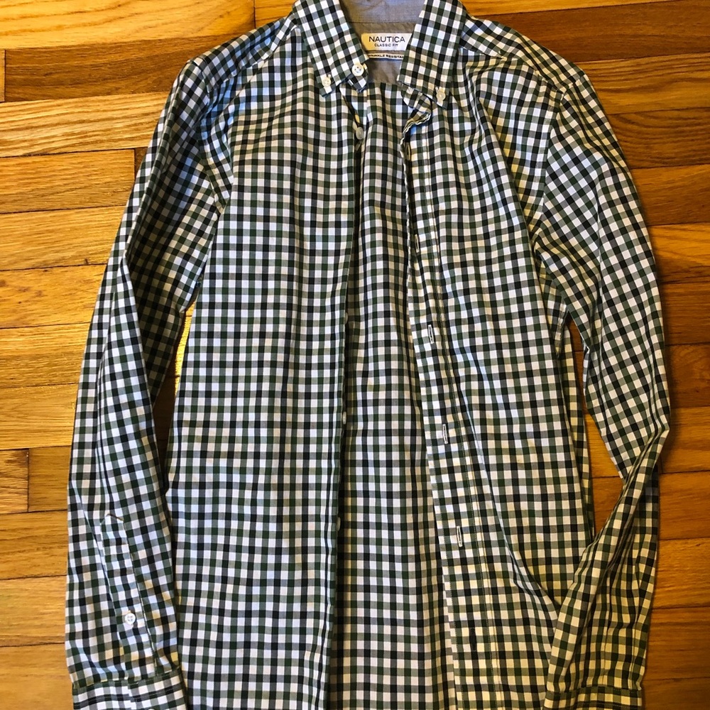 Men’s green and black button up from Nautica